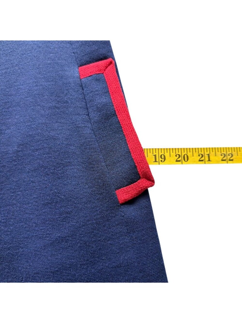 Vintage Rona Coat Dress Medium Worsted Wool Acetate Navy Blue w Red Trim As Is - Picture 16 of 16
